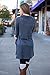 Mixmax Women Lapel Neck Long Sleeve Loose Dress Sides Slit Shirt Dress (Large, Blue)