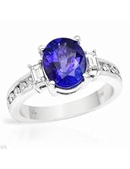 14K White Gold Tanzanite and Diamond Ring -- LIFETIME WARRANTY