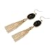 D EXCEED Women's Diamond Cluster Resin Stone Metal Tassel Dangle Earrings (Earrings- Gold/Black)