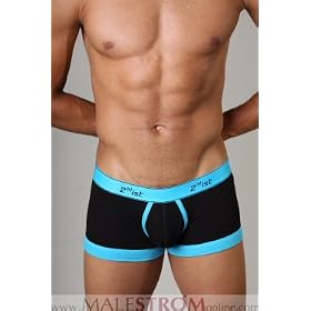 2(X)ist Fall 09 Contrast No-Show Trunk Boxer-Brief - Black w/Blue Trim