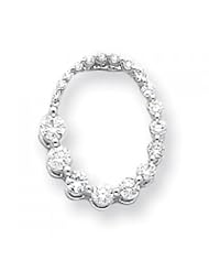 14k White Gold Diamond Oval Journey Pendant