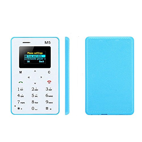 Twinbuys M5 Mini Mobile Card Phone for Basic Back Up Use Kids Gift 2G Micro Sim(blue)
