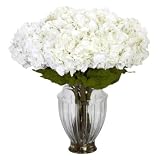 Nearly Natural Large Hydrangea W/European Vase Silk Flower Arrangement