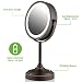 Ovente LED Lighted Tabletop Makeup Mirror, 7 Inch, Dual-Sided 1x/7x Magnification, Oil Rubbed Bronze (MCT70BZ1X7X)