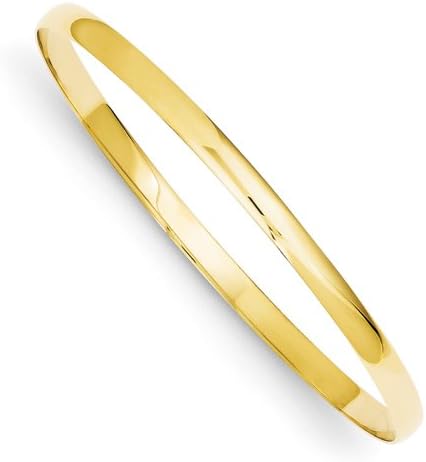 14k 4mm Solid Polished Half-Round Slip-On Bangle Bracelet - JewelryWeb