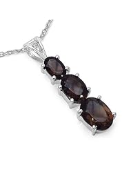 2.20 Carat Genuine Smoky Topaz Sterling Silver Pendant Necklace. 18"