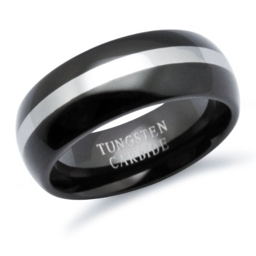 8mm Two Tone Black Tungsten Carbide Wedding Band Ring Sizes 7 to 13
