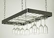 Rogar Hanging Wine Glass Rack - Hammered Steel/ Chrome