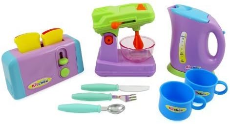 Kitchen Appliances Toy for kids - Mixer, Toaster, Kettle, Cups & Utensils Set by Happy Cooking