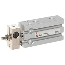 SMC CUK Series Aluminum Air Cylinder with non-Rotating Plate, Compact, Double Acting, Free Mounting, Not Switch Ready, Cushioned