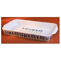 Pillivuyt Garrigue Rectangular Baker,14.25 x 8.5 inch, White/Lavender & Olive foliage
