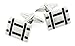 Silver plated highly polished cufflinks with black enamel