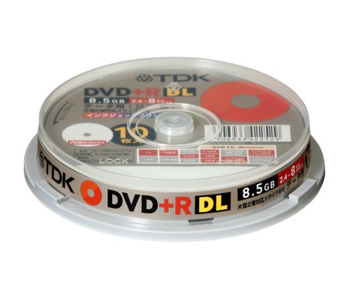 TDK 台湾製 DVD+R 片面2層(8.5GB) 2.4~8倍速 インクジェットプリンタ対応(ホワイト) ポットケース入り 10枚 D+R85PWB10PS