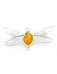 SilverAmber 925 Sterling Silver & Baltic Amber Jewellery - Brooch 4104