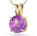 Gold Aquarius Pendant: this Zodiac Necklace has Inscriptions of 24kt Gold on CZ.Light Amethyst