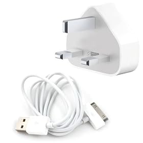 TB1 A+++ TOP QUALITY Plug USB Wall Charger +Data transfer /charging cable also supports iPhone 4, 4GS, 3GS, 3, All Apple iPods With Dock Connectors