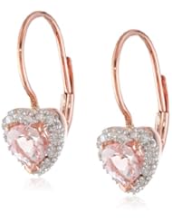 10k Rose Gold Morganite and Diamond Heart Earrings, (0.14 cttw, G-H Color I2-I3 Clarity)