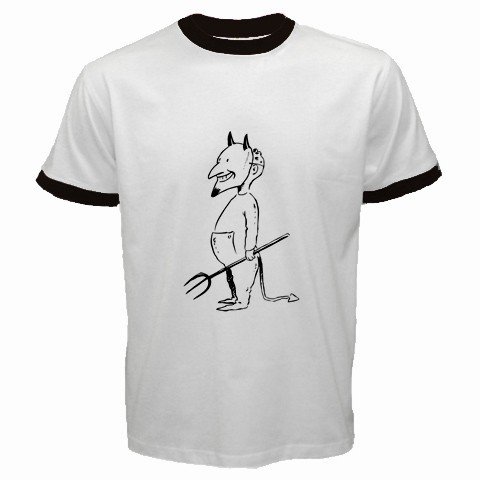 Men's Customized COSTUME DEVIL HALLOWEEN KID 100% Cotton White Ringer T-shirt