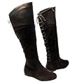 Women's Knee High Lace Up Back Flat Suede Boots Brown 5.5-10