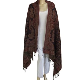 Shawls And Wraps Wool Jacquard Design 80 X 40 Inches
