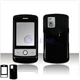 Solid Black Snap-on Cover Hard Case Phone Protector for Lg Shine Cu720 Cu-720 [Beyond Cell Packaging]