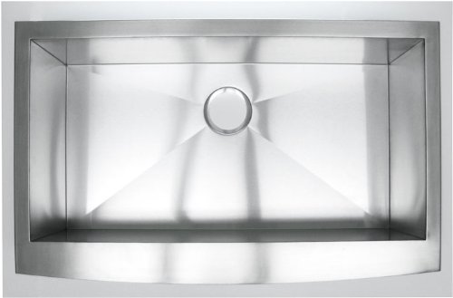33 Inch Stainless Steel Curved Front Farm Apron Kitchen Sink - 1 Radius Design Single Bowl