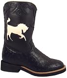 Smoky Mountain Kids Synthetic Mustang Black Ostrich Print Boot