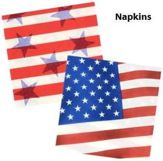 Stars & Stripes Veterans Day Party Supplies Bundle 5pc | Plates Napkins Utensils Cups Table Cover