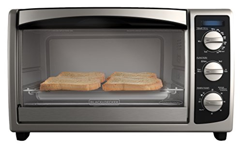BLACK+DECKER TO1675B 6-Slice Toaster Oven, Convection Oven, Bake, Broil, Toast, and Keep Warm Functions, Stainless Steel/Black