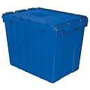 Akro-Mils 39170 Plastic Storage and Distribution Container Tote with Hinged Lid, 21.5-Inch L by 15-Inch W by 17-Inch H, Blue, Case of 3