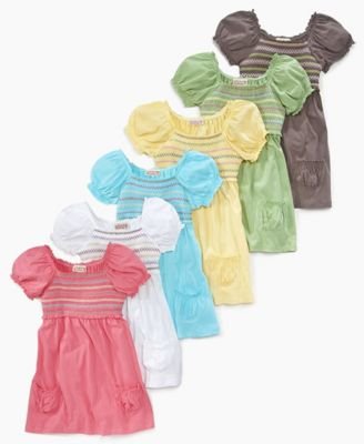 Beautees Girls Smocked Babydoll Top