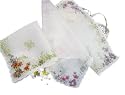 Painted Floral Handkerchief, 13" Square, orange