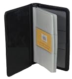 Unisex Black Soft Korean Leather Business Card Holder Organiser - holds up 96 cards