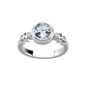 14K White Gold 0.02 ct. Diamond and 1 1 10 ct. Aquamarine Ring by Katarina Jewelry
