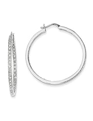 14k White Gold G-H SI2 Diamond Diamond In/Out Hoop Earrings. Carat Wt- 0.66ct