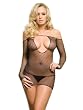 Gauntlet Sleeve Fishnet Mini Dress Deep V Sexy Black Lingerie