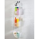Hanging Basket Shower Caddy - Hangs from Shower Head or Curtain Rod (White) (36 1/4"H x 11"W x 5"D)