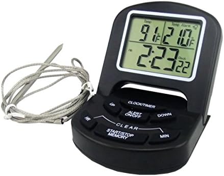 FOSHE Digital In-oven Cooking Thermometer/Timer Large LCD Meat Thermometer with Stainless Steel Probe for Grilling BBQ Food Turkey