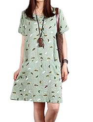 Feathers Cotton Short Sleeves  Dress