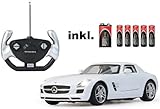 RC Mercedes Benz SLS AMG 1:14 - ferngesteuert, weiß oder rot - inkl. allen Batterien -RTR -LED-Licht -komplett Set -LIZENZ-NACHBAU (weiß)