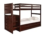 IMAGE OF Twin Size Bunk Bed with Chest End Step and Under Bed Unit in Cappuccino Finish