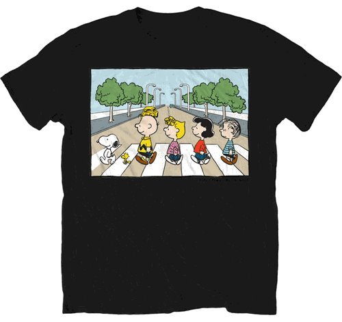 Peanuts Snoopy Road Abbey Road Parody Adult Black T-Shirt (Adult XX-Large)