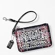 Coach Poppy Signature Plaid Tartan Wristlet Case Bag for IPOD 43285 Black Multi