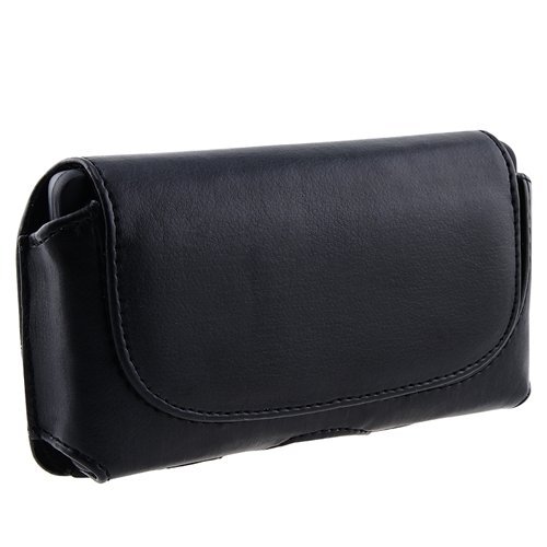 GTMax Black Horizontal Large Slim Leather Pouch Case with Belt Clip for Sprint HTC EVO 4G Slide CDMA Cell Phone