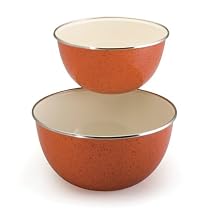 Paula Deen Enamel on Steel 2-Piece Mixing Bowl Set, Orange