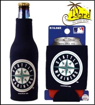 SET OF 2 SEATTLE MARINERS CAN & BOTTLE KOOZIE COOLER
