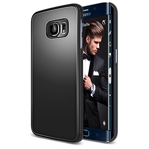 Galaxy S6 Edge Case , TETHYS [Artisan Cases] Samsung Galaxy S6 Edge Cases [Lifetime Warranty] Protective Cover with Anti-Scratch Protection Metallic Design [Slim-Fit] for Galaxy S6 Edge (2015) - Black