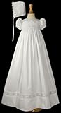 Cotton Sateen Christening Gown with Cutwork Lace - 3 Month Size