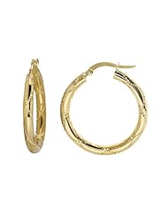 14k Yellow Gold Italian Fancy Wire Wrap Pattern 20 mm Hoop Earrings