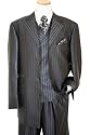 Steve Harvey Metallic Charcoal Grey Shadow Stripes Super 120's Wool Wideleg Suit By Zanetti